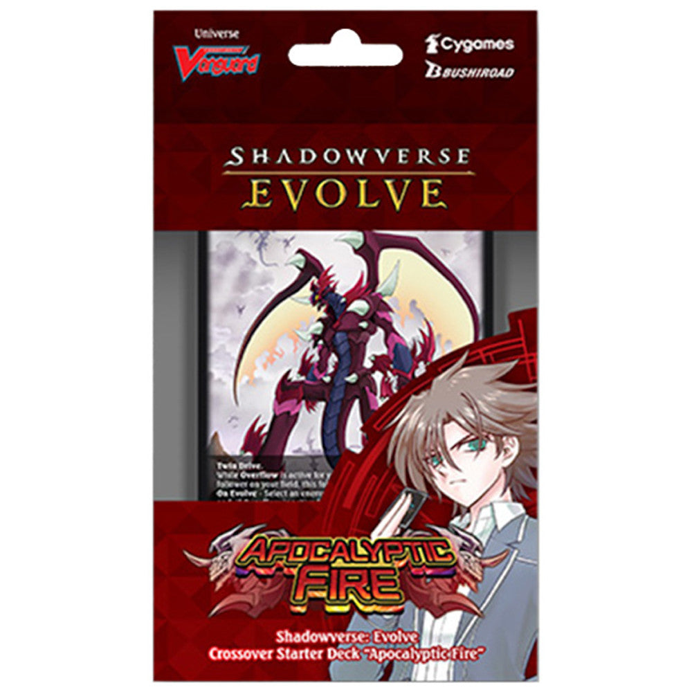 Shadowverse Evolve TCG: Cardfight!! Vanguard Crossover - Apocalyptic Fire Starter Deck - Cardfight!! Vanguard crossover trading card game starter deck with red and black packaging, featuring a fiery dragon and a.