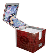 Alcove Edge Deckbox - Tarkir Dragonstorm - Neriv, the Storm Front - 100+ - Rectangular red deckbox with textured pattern, featuring a dragon illustration inside the flip-top lid, designed to hold.