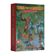 5e Fantasy: Terror from the UnderDeep (PREORDER) - Dark green and red hardcover RPG book titled Terror from the UnderDeep with fantasy creatures and adventurers on the cover.