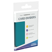 Card Dividers: Standard Size- Petrol - Set of 10 standard-size petrol blue card dividers in clear plastic packaging with product info on white background.