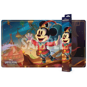 Lorcana TCG Playmat: Whispers in the Well: Mickey Mouse - Brave Little Prince - Colorful Lorcana TCG playmat featuring Mickey Mouse dressed as a brave prince with a vibrant fairytale castle background.