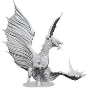 D&D Nolzur’s Marvelous Unpainted: Adult Brass Dragon - Unpainted detailed miniature of a dragon with large outstretched wings and an open roaring mouth, sculpted in gray resin.