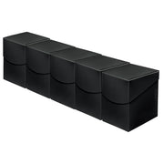 Ultra Pro 100+ Eclipse Deck Box 5-Pack - Jet Black - Set of five sleek jet black rectangular deck boxes with matte finish and curved flap closures.