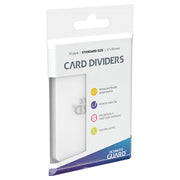 Card Dividers: Standard Size- Transparent - Transparent plastic card dividers for standard size cards, packaged in a white box with blue and yellow accents.
