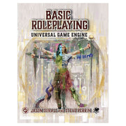Basic Roleplaying: Universal Game Engine - Roleplaying game book with "Basic Roleplaying Universal Game Engine" title, featuring a colorful human figure with multiple.