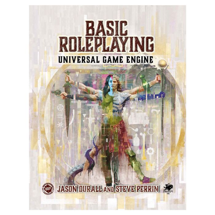 Basic Roleplaying: Gamemaster Pack - Colorful cover art featuring a medieval warrior with a shield overlay, titled Basic Roleplaying Universal Game Engine.