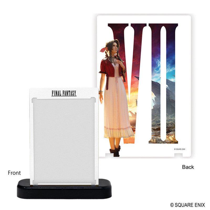 One-Touch Edge: Final Fantasy - Aerith (PREORDER) - Clear acrylic display panel with black base, featuring Aerith from Final Fantasy VII on back panel in red jacket and pale.
