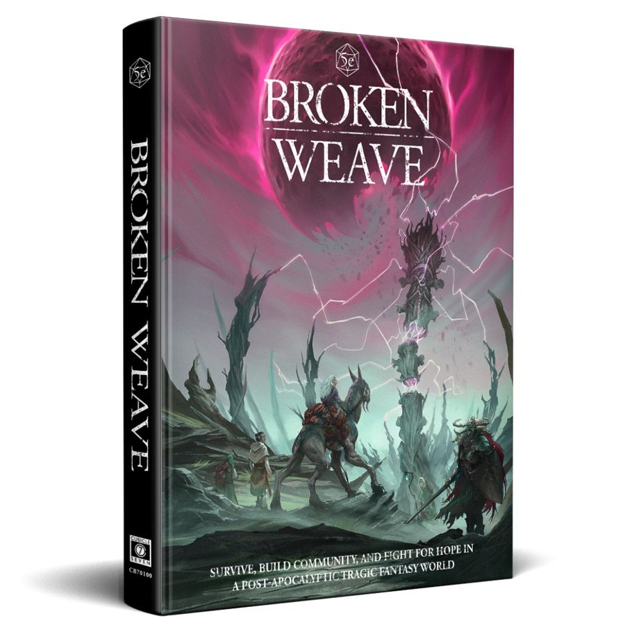 D&D 5E: Broken Weave Core Rulebook - D&D 5E Broken Weave Core Rulebook with dark fantasy cover art featuring a towering spiked structure, ominous purple sky, and