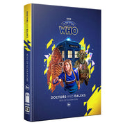 D&D 5E: Doctors and Daleks: The Keys of Scaravore - Dark blue softcover book with Doctor Who logo, TARDIS, and characters from Doctors and Daleks on the cover.