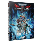 Warhammer 40,000 Roleplay: Wrath & Glory: Aeldari, Inheritance of Embers - Warhammer 40,000 Wrath & Glory roleplay book with blue and red cover art featuring futuristic warriors in dynamic battle.