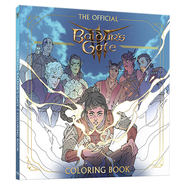 Baldur's Gate 3: The Official Coloring Book (PREORDER) - Baldur's Gate 3 official coloring book with fantasy character illustrations on blue and gold cover.