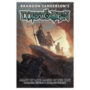 Mistborn: Alloy of Law: Masks of the Past - Alloy of Law: Masks of the Past featuring four silhouetted figures on rocky terrain with a misty, dramatic sky background.
