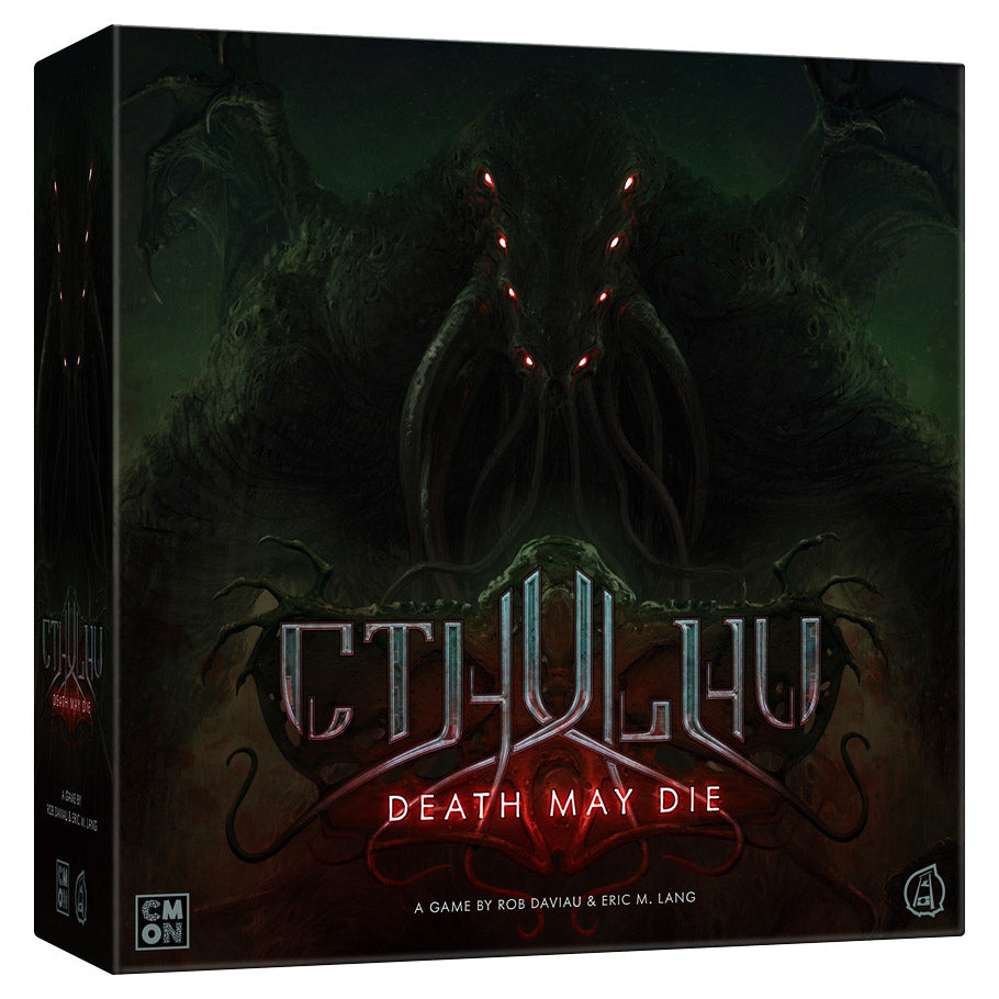Cthulhu: Death May Die - Death May Die" in bold stylized lettering.