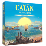CATAN – Seafarers Expansion (6th Edition) - Box of CATAN Seafarers Expansion featuring a sunset over ocean with a wooden dock and sailing ships on water.