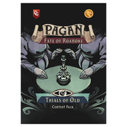 Pagan: Content Pack: Trials of Old - Dark fantasy card game expansion pack with cloaked hands holding a stone amulet on the cover.