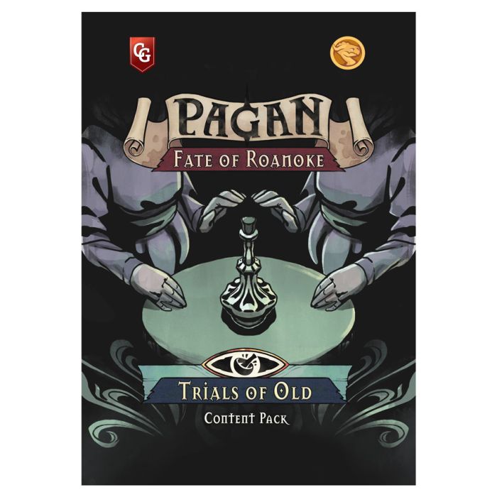 Pagan: Content Pack: Trials of Old - Dark fantasy card game expansion pack with cloaked hands holding a stone amulet on the cover.