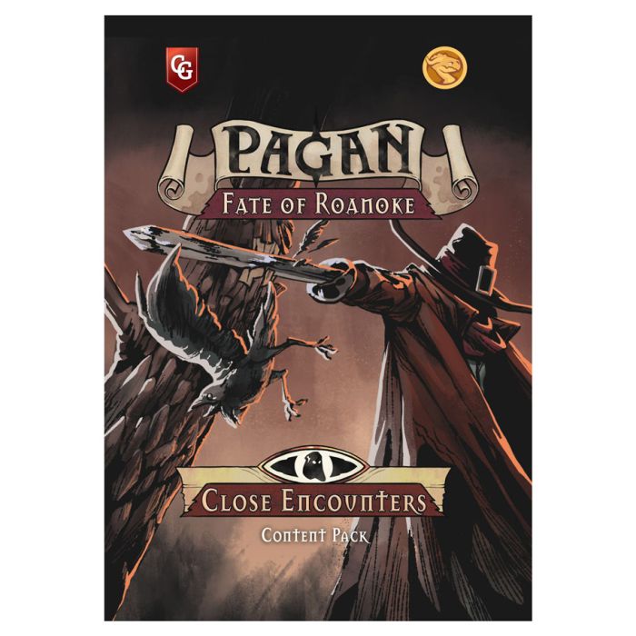 Pagan: Content Pack: Close Encounters - Fate of Roanoke" and subtitle "Close Encounters Content Pack" in stylized fonts.