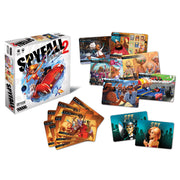Spyfall 2 - Spyfall 2 party game set with colorful location cards and character cards, white box featuring a red car and bold black and.