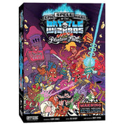 Epic Spell Wars of the Battle Wizards IV Panic at the Pleasure Palace - Colorful box art featuring cartoon wizards and monsters in chaotic battle with purple and blue palace ruins in the.