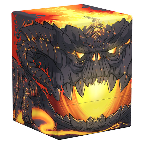 Squaroes Boulder 100+: The Lord of the Rings - Balrog (PREORDER) - Square deck box featuring a fiery Balrog face with glowing yellow eyes and lava-like orange and red accents.