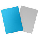Dragon Shield Dual Sleeves 100ct Box - Matte Sky Blue & Silver (PREORDER) - Matte sky blue and silver card sleeves with a smooth finish, designed for trading cards, shown side by side.