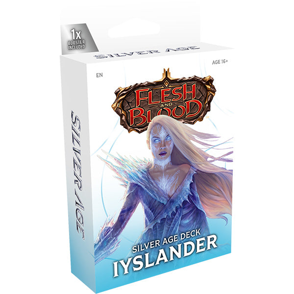 Flesh and Blood: Silver Age Chapter 1 Deck - Iyslander - Flesh and Blood Silver Age Chapter 1 Deck box featuring a blue and white ethereal female character with flowing hair and.