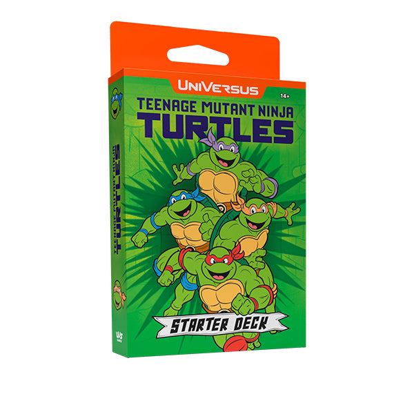 UniVersus: Teenage Mutant Ninja Turtles - Starter Deck - Green box featuring Teenage Mutant Ninja Turtles characters with purple and orange accents, labeled Starter Deck.
