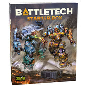BattleTech: Starter Box (PREORDER) - BattleTech Starter Box featuring two large detailed battle mechs, one blue and one yellow, in a dynamic combat scene with.