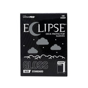 Ultra Pro Eclipse Gloss Deck Protectors: Smoke Grey - Black card sleeve pack with white and gray clouds design, labeled Ultra Pro Eclipse Gloss Deck Protectors.