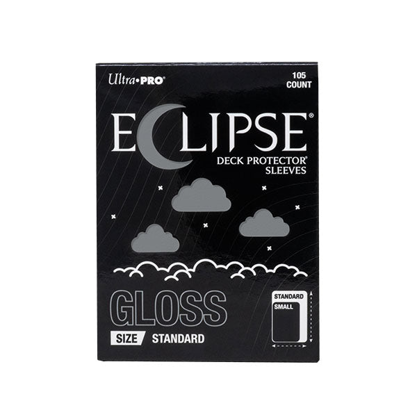 Ultra Pro Eclipse Gloss Deck Protectors: Smoke Grey - Black card sleeve pack with white and gray clouds design, labeled Ultra Pro Eclipse Gloss Deck Protectors.