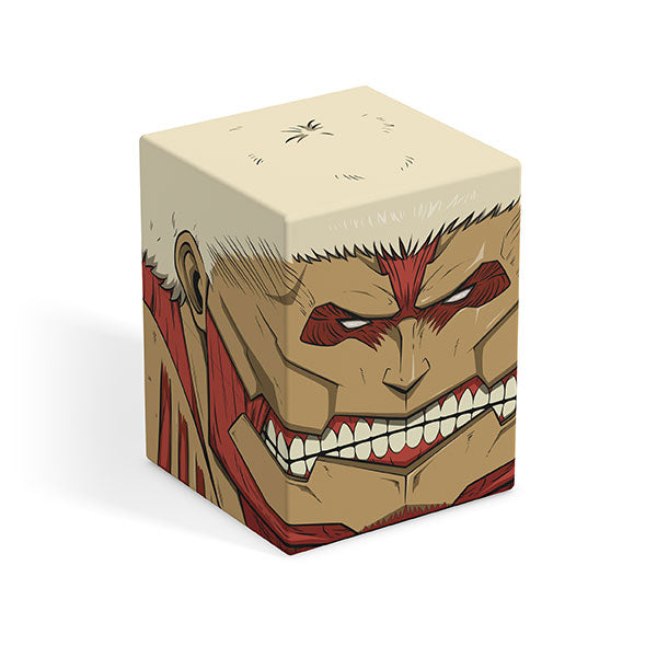 Squaroes 100+ Boulder: Attack on Titan - Armored Titan (PREORDER) - Cube-shaped figure featuring the Armored Titan’s fierce face with exposed muscles and teeth in red and beige tones.