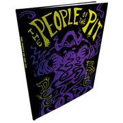Dungeon Crawl Classics #68: People of the Pit (Limited Edition Foil Hardcover) (PREORDER) - Black hardcover book with yellow and purple stylized title "People of the Pit" and swirling purple monster illustration on.