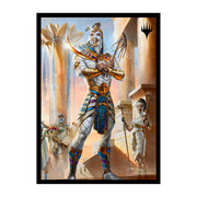 UltraPro Sleeves: MTG- Aetherdrift- Amonkhet Eternal Might (100ct) - Magic The Gathering card sleeve featuring a blue and gold armored Egyptian warrior with a bird helmet in an ancient desert.