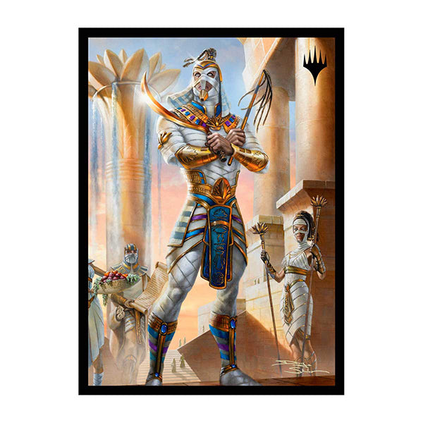 UltraPro Sleeves: MTG- Aetherdrift- Amonkhet Eternal Might (100ct) - Magic The Gathering card sleeve featuring a blue and gold armored Egyptian warrior with a bird helmet in an ancient desert.