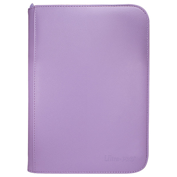 Ultra Pro 4-Pocket Zippered Binder: Vivid - Purple (PREORDER) - Purple zippered card binder with smooth synthetic cover and rounded corners.