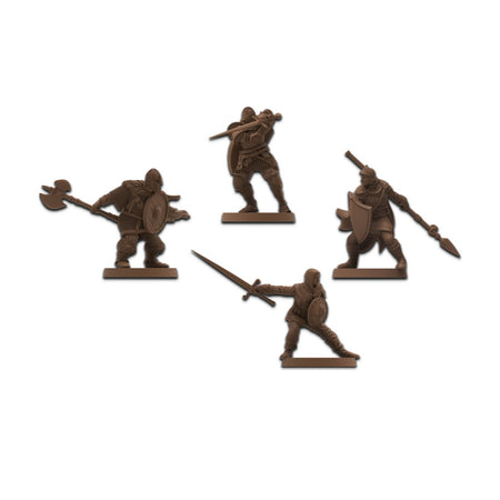 Dark Souls: The Board Game - Set of four dark brown detailed miniature warrior figures from Dark Souls board game.