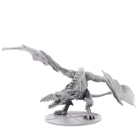 Dark Souls Mini: Guardian Dragon - Gray miniature Guardian Dragon figure with outstretched wings and detailed scales on round base.