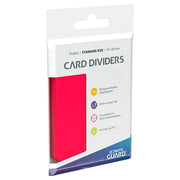 Card Dividers: Standard Size- Red - Red rectangular card dividers in clear plastic packaging with printed label and hanging tab.