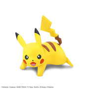 Pokémon Model Kit Quick!! - Pikachu (Battle Pose) - Yellow Pikachu model kit in dynamic battle pose with black-tipped ears and brown-striped tail.