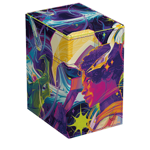 Ultimate Guard Flip´n´Tray 133+ Deck Case: Magic the Gathering: Edge of Eternities - Colorful rectangular deck box with vibrant fantasy artwork featuring a mystical character and swirling cosmic patterns.