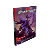 D&D 5E: Dungeon Masters Guide - Dungeons & Dragons 5E Dungeon Masters Guide with dark fantasy cover art showing a horned figure wielding a staff and sword.
