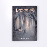 Dolmenwood: Adventure & Peril in Fairytale Woods: Maps Book - Dark fantasy book cover with a misty forest scene, a hooded figure, and a unicorn, titled Dolmenwood Maps Book.
