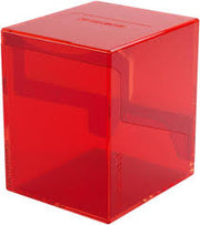 Gamegenic: Bastion 100+ XL Red - Translucent red plastic cube deck box with a hinged lid designed for card storage.