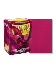 Dragon Shield 100ct Box - Matte Magenta - Dragon Shield 100ct box of matte magenta card sleeves with dragon illustration on packaging.