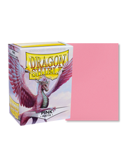 Dragon Shield 100ct Box - Matte Pink - Dragon Shield 100ct box with matte pink card sleeves and winged dragon artwork on packaging.