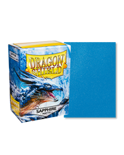 Dragon Shield 100ct Box - Matte Sapphire - Dragon Shield 100ct box with matte sapphire blue card sleeves and dragon artwork on packaging.