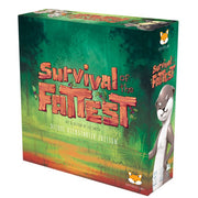 Survival of the Fattest: Deluxe Kickstarter Edition - Green and orange rectangular box for Survival of the Fattest deluxe board game with cartoon bear illustration on the side.