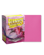 Dragon Shield 100ct Box - Matte Pink Diamond - Box of Dragon Shield 100ct matte pink diamond card sleeves with one sleeve shown upright.