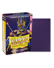 Dragon Shield Japanese Size 60ct Box - Matte Purple - Dragon Shield Japanese Size 60ct Box with matte purple card sleeve and samurai artwork on packaging.