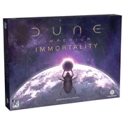 Dune: Imperium: Immortality Expansion - Dark purple board game box with glowing planet and a futuristic beetle figure, titled Dune Imperium Immortality Expansion.